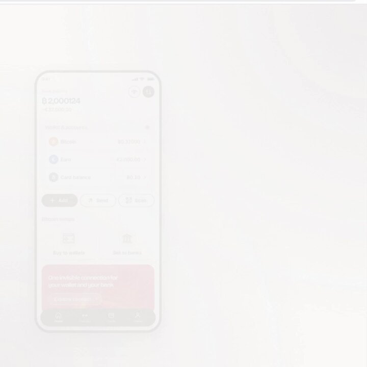The image shows a smartphone screen displaying an app called "Bringin The win" with a message that reads, "Three years of working with fellow bitcoiners to understand what they need to build V2 of Bringin The intent is simple: to allow you to move money into self-custody and use it anywhere in the world. Starting from Europe." The app appears to be related to Bitcoin, as indicated by its name and the message displayed on the screen.