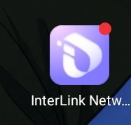 The image shows a purple app icon labeled "InterLink Netw..." (InterLink Network) with a red notification dot, representing the blockchain project being mined or discussed in the post. The "GM X gang, Happy Tuesday, How many of you are mining this?" caption fits the theme of community engagement around the InterLink Network project.