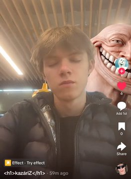 The image features a man wearing a black jacket, sitting next to another person who appears to be a cartoon character or a meme of some sort. The caption below the image reads "I'm seeing a new trend starting with our TikTok effect. $TROLL". This suggests that there is a popular trend on social media involving the use of cartoon characters or memes in various contexts, such as videos and posts.