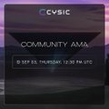 A promotional graphic for a 'COMMUNITY AMA' scheduled for September 5, Thursday, 12:30 PM UTC, featuring the CVSIC logo.
