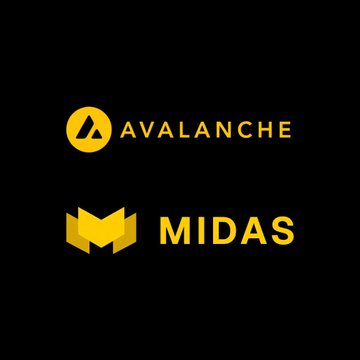 The image displays the Avalanche (AVAX) and MIDAS logos side by side, representing the partnership through which Wellington Management and Fasanara Capital are bringing institutional strategies—including tokenized fixed income and alternative credit—onto the Avalanche blockchain via the Midas platform.
