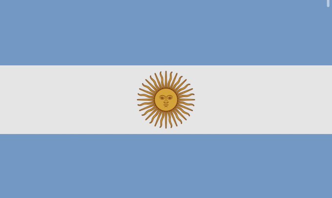 The image features a flag with the word "Argentina" written across it. The flag has a sun symbol at its center, which represents the country's national emblem. The flag appears to be gray and blue, with the word "Argentina" written in white letters against this background.