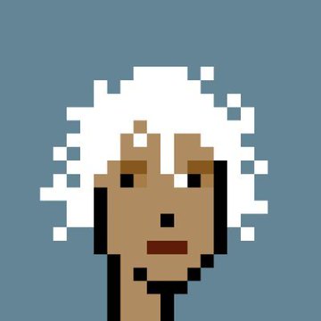 The image shows a pixel art-style portrait of a person with curly white hair and a neutral expression, resembling an ape character reminiscent of Bored Ape Yacht Club NFTs. This connects to the post's themes by visually representing the "blue chips" (like BAYC NFTs) waiting for a new narrative as attention shifts toward newer memecoins and the market fragments across different speculative assets.