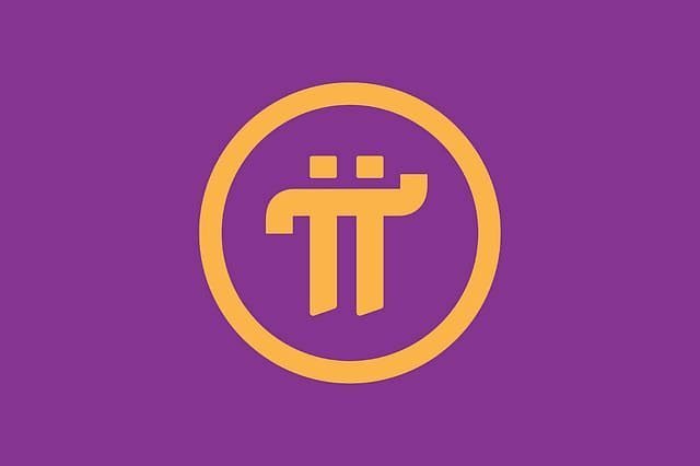 The image displays the Pi Network logo—a stylized gold pi (π) symbol enclosed in a circle—set against a purple background. It visually represents the $PI cryptocurrency referenced in the caption, which commends holders for their long-term patience and conviction in the token.