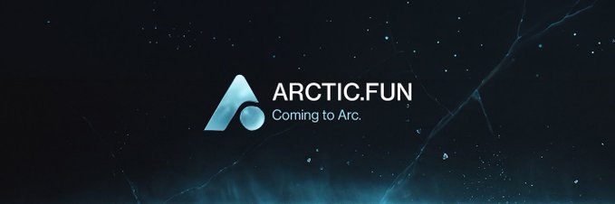 A dark blue, icy-themed banner featuring the ARCTIC.FUN logo with a stylized 'A' and the text 'Coming to Arc.'