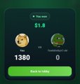 A small digital game interface showing two animal characters (cat and frog), a score of 1380, and a 'Back to lobby' button on a green background.