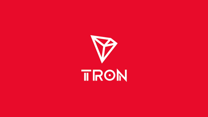 The image features the TRON logo and wordmark centered on a vibrant red background, visually reinforcing the post's reference to the 398 million TRON accounts milestone and the network's expansive on-chain infrastructure.