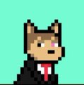 The image features a small, cartoon-like dog wearing a suit and tie, sitting upright with its head tilted back as if looking up at something or someone. The background of the image is green, which contrasts nicely with the brown color of the dog's fur. The caption below the image reads "Its a great time to be a Doginal Dog! Grab your self a free starterdog @ doginaldogs.com". This text seems to be related to the image and could possibly be an advertisement or promotion for the dog breed, as it uses humor and a unique appearance to grab attention.