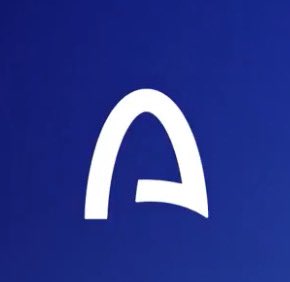 A stylized white letter 'A' logo on a solid dark blue background.