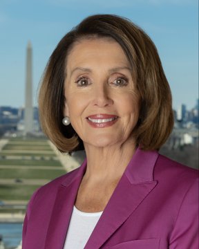 The image shows Nancy Pelosi, former Speaker of the House, with the Washington Monument visible in the background. The accompanying post implies that following Nancy Pelosi is wise, calling those who don't "fools".