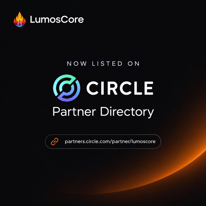 A promotional graphic announces 'LumosCore' is now listed on the 'CIRCLE Partner Directory' at partners.circle.com/partner/lumoscore.