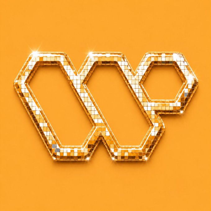 The image features an eye-catching gold logo composed of small hexagons arranged in a diamond pattern. The logo is set against a vibrant orange background, which makes it stand out prominently. The text "Good afternoon CT Long term value in Web3 is often built through consistent participation. Building on @wallchain shows how attention can compound over time." is written below the logo, providing context and reinforcing the idea of long-term value creation.