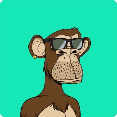 The image features a cartoon monkey wearing glasses and sunglasses while standing against a green background. The caption below the image reads "Greetings to all my Chinese @BoredApeYC friends! Very happy to meet you all~ APE FOR LIFE".