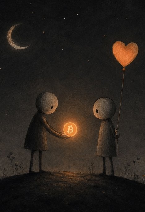 urn of gold sits on a hill, with two figures holding it alight and a crescent moon above.