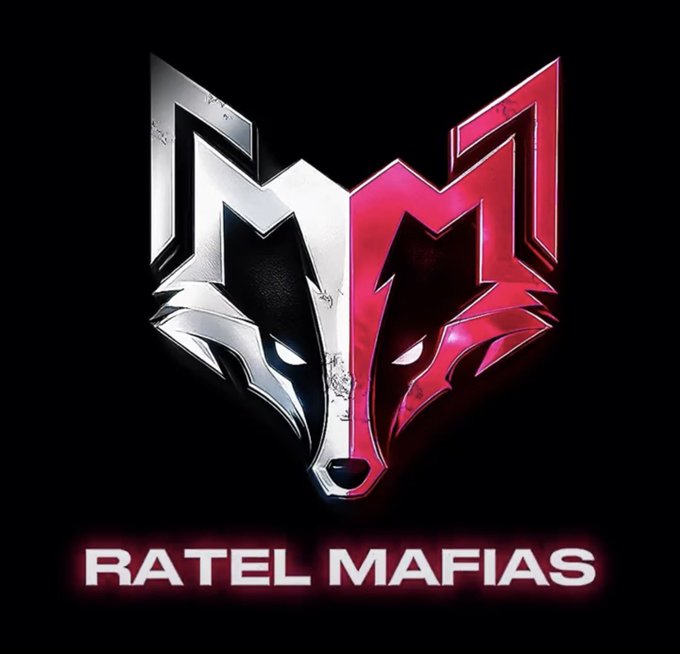 A stylized logo featuring a fox face split into silver and red halves, with glowing eyes, displayed above the bold text "RATEL MAFIAS." The image visually represents the NFT collection mentioned in the post, capturing the bold, action-oriented identity of a community built for founders, creators, and builders on Solana.