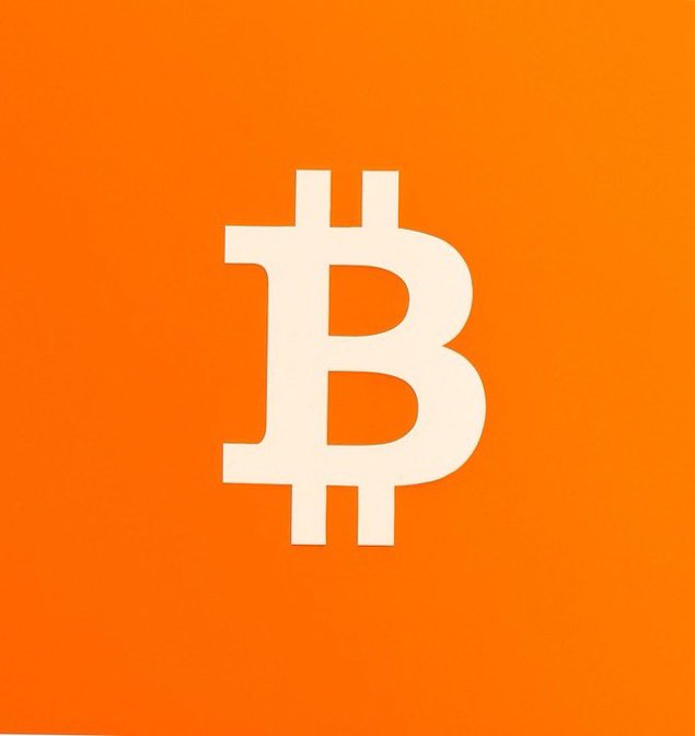 The Bitcoin 'B' logo in white against an orange background.