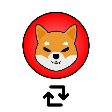 The image features a Shiba Inu dog icon (representing $SHIB) inside a red circle, with exchange/swap arrows below it. It visually supports the post's question by depicting the $SHIB memecoin as one of the two options being compared against $BABYDOGE.