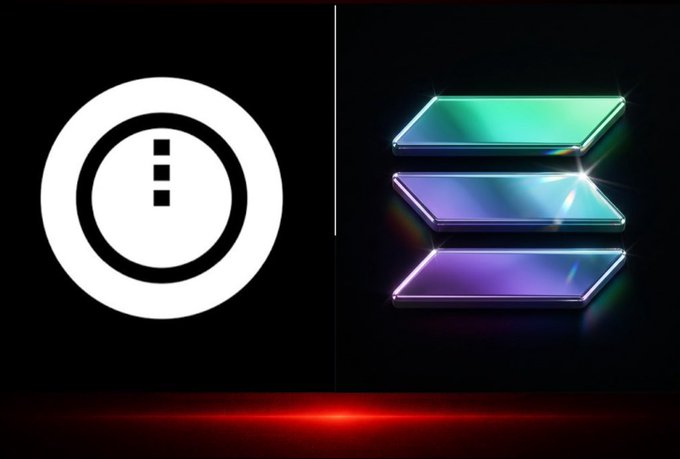 A Solana logo alongside a glowing stacked graphic symbolizing Midnight's ($NIGHT) new wallet integration, which will enable private swaps and DeFi access directly through Solana ($SOL) wallets without additional setup.