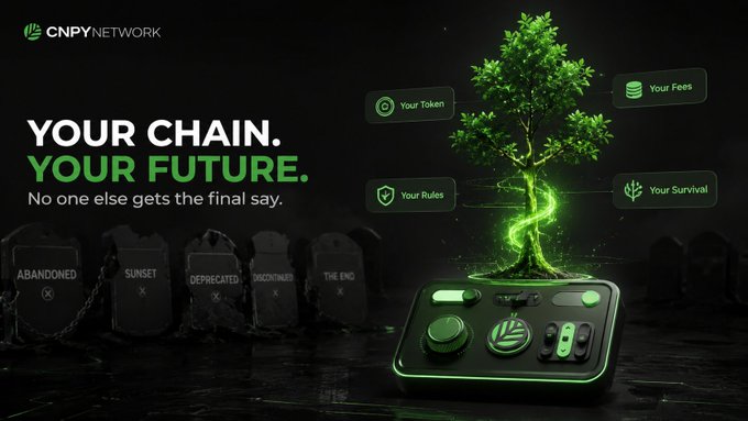 The image depicts an advertisement for a video game console, where the primary focus is a game controller with various green icons attached to it. In front of the controller, there's a tree that has a glowing light around its trunk, symbolizing the growth of the gaming experience. The background is dark and features a graveyard setting with tombstones in different positions. This juxtaposition highlights the idea that the user's chain will no longer exist after they invest time or money into the console, creating an intriguing and thought-provoking visual representation related to the advertised product.