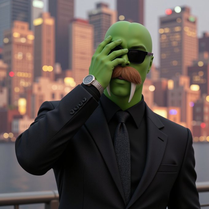 The image features a man dressed in a suit with sunglasses and a mustache, standing next to a body of water or river. He has his hand over his face as if he's shielding himself from something. The caption above him reads "Good Morning Builders Strong communities are built by people who contribute consistently, not occasionally. The HEFE Illuminati understands this." This suggests that the man might be wearing sunglasses and a mustache for a costume party or to make a statement about the importance of consistency in building strong communities.

The image also includes several buildings in the background, which could represent urban settings where such communities are built.