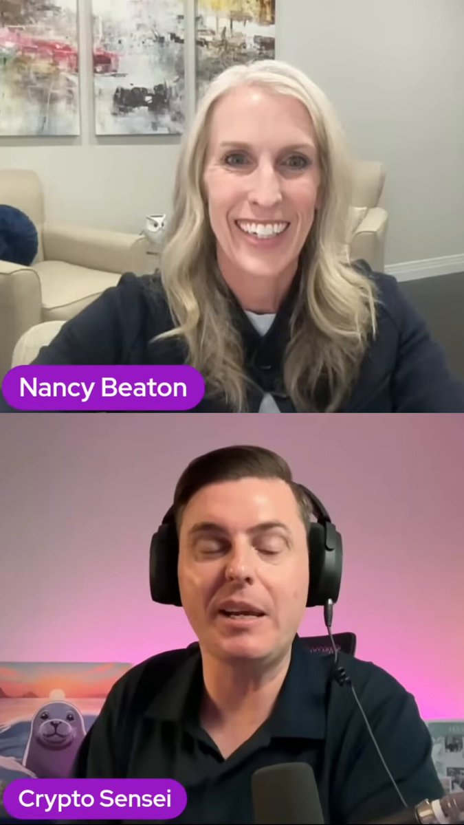 The image shows two women sitting behind microphones, smiling at the camera while talking about cryptocurrency. The text "The next phase of crypto isn't just buying and holding Nancy Beaton from @UpholdInc says initiatives involving XLS-66 participation, $XRP yield opportunities, XLS-66 participation, and fractional equities are helping shape the platform's roadmap" is visible in the image. This suggests that they might be discussing a specific project or initiative related to cryptocurrency development, such as a new blockchain technology or an upcoming token launch. The women appear to be experts on the subject matter, which adds credibility to their discussion.