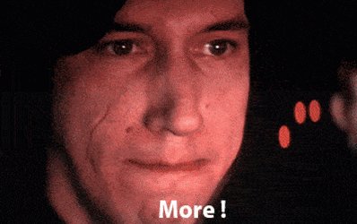 urn of fireflies, a man's face with red eyes and a black nose, and the text "MORE!" are shown against a dark background.