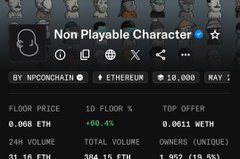 The image shows a screenshot of a website's profile page, which displays information about a non-playable character (NPC) game. The main focus of the image is a table that provides details about the game, including its price, floor price, and total volume. The text on the screen reads "Non Playable Character", indicating that this is an in-game item or feature. The website's title page also includes information about the game, such as the name of the game and the number of players it supports.