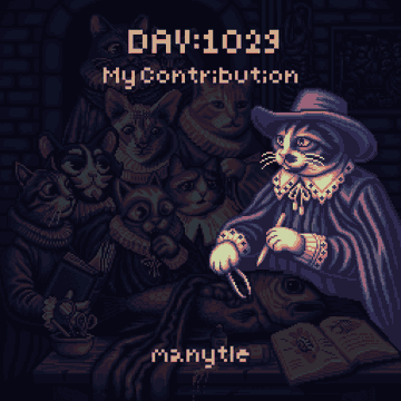 The image features a cartoon illustration of cats dressed up as humans with hats, including one cat wearing a hat that says "Day #1023: My contribution." The cats are gathered around a table where there's a book open to a page titled "The Anatomy Lesson of Dr. Kitty Yesterday," and the caption reads "Open Mint 15 Hours Left on @basepaint_xyz basepaint.xyz/mint".