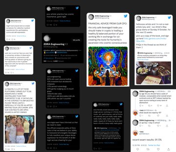 A collage of Twitter/X posts from GBA Engineering discussing financial advice, cryptocurrency topics, and 'FINANCIAL ADVICE FROM OUR CFO' with 31.5K views.