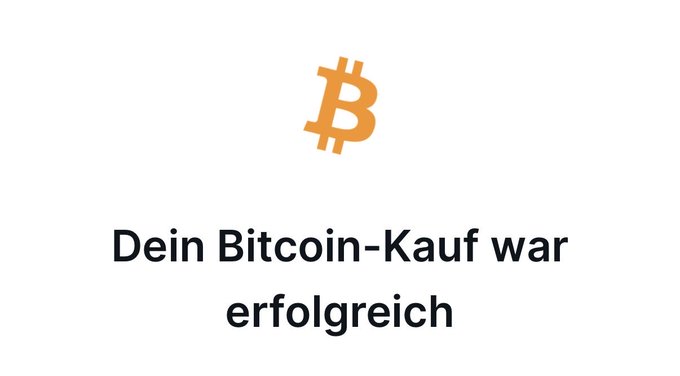 The image features an orange Bitcoin symbol, which is the main focus of the post. The text "Dein Bitcoin-Kauf war erfolgreiche" is written below the Bitcoin symbol, indicating that the post is about Bitcoin and its relation to a war.