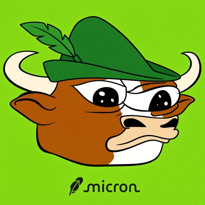 A cartoon mascot logo of a brown and white bull wearing a green Tyrolean hat with a feather, set against a green background with the word 'smicron' below.