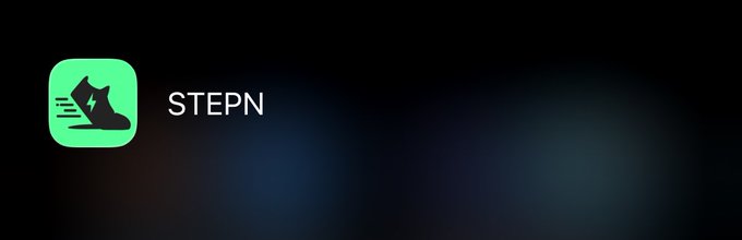 The STEPN app logo, a green rounded square featuring a running shoe icon, displayed on a dark gradient background.