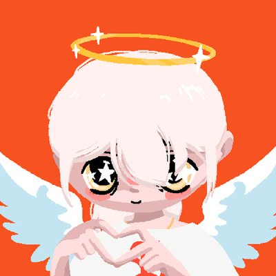 A chibi-style angel with a golden halo and white wings forms a heart shape with her hands against a vibrant orange background, her large starry eyes conveying a dreamy, sleepy expression that complements the "sleepy art" theme. The anime-inspired character embodies a serene, celestial aesthetic often shared in crypto art communities as a cute avatar or NFT piece.