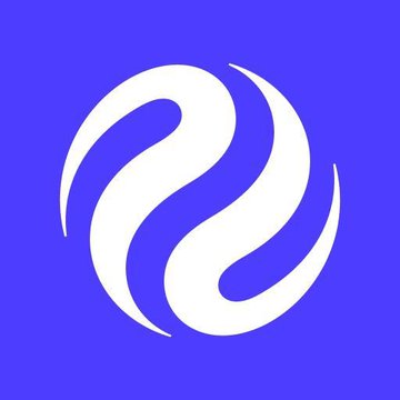 A stylized white swirling 'S' logo on a vibrant blue background, resembling the Stargate (STG) token emblem.