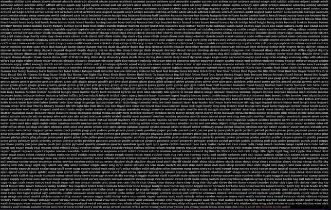 The image shows a dense, pixelated pattern of dark brick-like shapes against a black background, resembling an abstract static or noise texture. This visual likely symbolizes the cryptographic complexity of a Bitcoin seed phrase, reinforcing the post's challenge that guessing 24 recovery words is practically impossible—even for quantum computing—due to the sheer randomness and number of possible combinations.