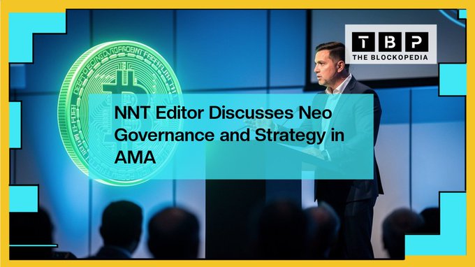The image features a man standing at a podium, giving a speech or presentation. There are several people sitting behind him, indicating that this event may be taking place in front of an audience. The text "NNT Editor Discusses Neo Governance and Strategy in AMA" is written above the man's head, suggesting that he is addressing a group of people who are interested in the topic of Neo Governance and its relationship to strategy.