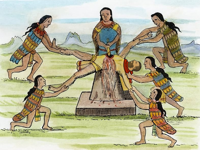 A group of indigenous figures perform a ritual sacrifice around a stone altar, with one figure lying on top while others hold his limbs, as blood or liquid pours from a wound in his chest. The image serves as a vivid allegory for the post's statement about "Luke Dashjr's sacrifice" driving the next bull market—juxtaposing a literal, dramatic human sacrifice with the metaphorical "sacrifice" of a Bitcoin developer, both implying that a dramatic sacrifice can catalyze something greater.

No text, numbers, tickers, or names appear directly in the image itself; the reference to Luke Dashjr comes solely from the accompanying post caption.