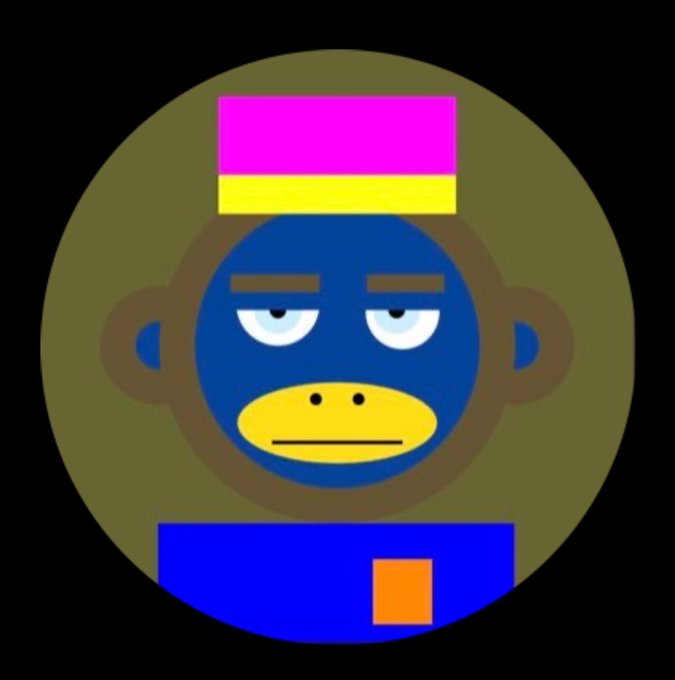 The image features a cartoon monkey with a blue face wearing a yellow hat and a blue shirt. The monkey appears to be wearing a badge, possibly indicating that he was born on Ethereum or has been perfected on Bitcoin. The monkey's expression is serious, giving him an air of seriousness. The post also mentions the monkey being born in September 2021 and sold out within 4 hours, suggesting it might have gained popularity quickly due to its unique design or novelty.