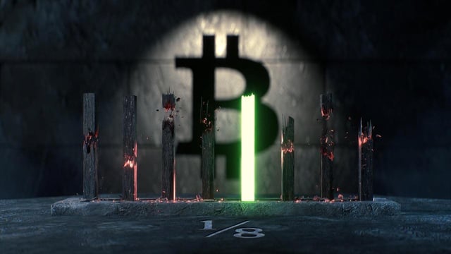 The image features a scene with a large green light, possibly a neon sign or a light bulb, positioned above a group of broken wooden posts. The broken posts are arranged in a row, creating an interesting visual effect against the dark background. In the top left corner of the image, there is a post that reads "1/8". This suggests that the scene might be related to a calendar or a time-related theme.