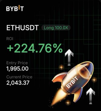 The image shows a rocket launching into space with the number "2446.76%" written above it. The caption explains that Bitcoin's current price is "1,950.00", but users should also add an "entry price" of 1,950.00 in order to see more details about its progress or changes throughout time.