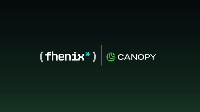 Identical to Image 1: black background with "(fhenix*)" and "CANOPY" logos side by side separated by a vertical line.