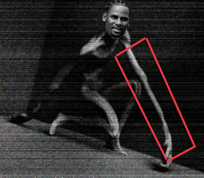 A grainy black-and-white photo of a shirtless man crawling on his knees and hands, with his right arm extended to touch the ground (highlighted by a red rectangle). The image humorously depicts the "bearish market" manipulation referenced in the post about traders tanking Solana charts with no resistance.