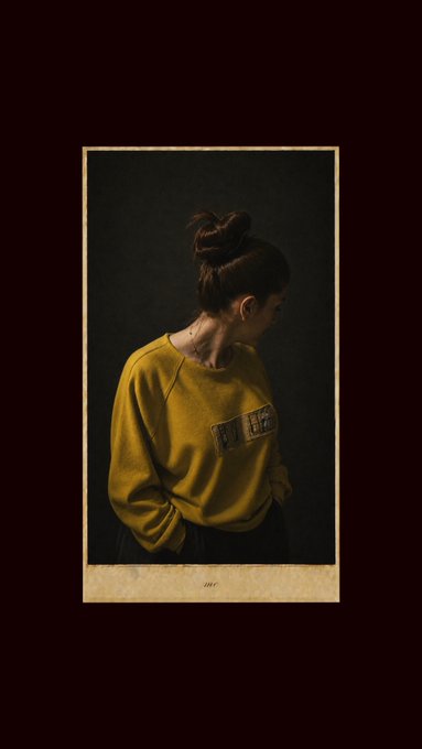 A woman in a yellow sweatshirt stands in profile against a dark background, her head bowed in contemplative pose. The atmospheric, painterly portrait evokes the introspective mood of "Midnight in Florence," aligning with the post's melancholic aesthetic, though no other text is clearly visible in the image itself.