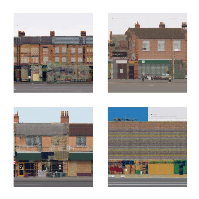 The image features four different pictures of buildings, each with a unique architectural style. The first building has an old-fashioned appearance, while the second one appears more modern. The third building showcases a blend of both styles, creating a visually interesting contrast between the past and present. The fourth picture is a closeup view of a brick building that stands out due to its size and intricate details.

The post also includes text that reads "Work From Home Excel Series III @dropdotart 4 x homes minted by @StudioYorktown many thanks drop.art/bm/2KJoKIOchZf Prince Albert Road Castle Road Chapel Street Clifton Terrace". This suggests that the image might be related to a work-from-home or remote work setup, possibly featuring these four distinct buildings as part of an artistic project or advertisement for such services.