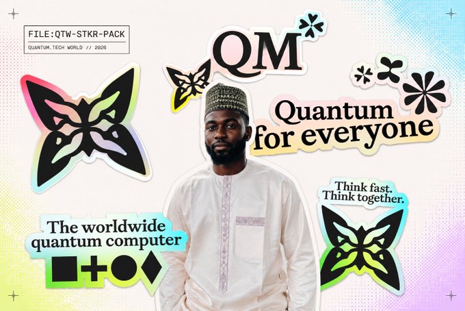 The image features an advertisement for Quantum Computing technology that promotes the idea of combining classical and quantum computing to solve complex problems more efficiently. The poster includes a man wearing a white shirt with black butterflies, which adds a whimsical touch to the overall design. The text on the poster emphasizes the importance of collaboration between these two fields in the future, as opposed to the traditional narrative that quantum computing is only for futuristic scenarios.