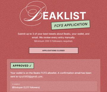 The image shows an email with a red background and white text. The main content of the email is about a project called "First Battle Ends in Defeat I had already snagged a spot on the FCFS whitelist and was super excited, even drafted the tweet for my triumphant first win". The post has been approved by a user named "@oxdoyan1227 Followers", indicating that it has received their approval.