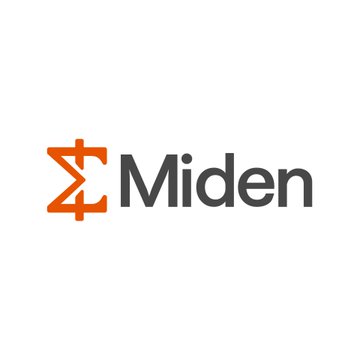 The image shows the Miden logo, featuring an orange stylized symbol next to the brand name "Miden" in dark text. It relates to the announcement by Miden about launching USDCx, a privacy-focused stablecoin backed 1:1 by USDC through Circle's xReserve.