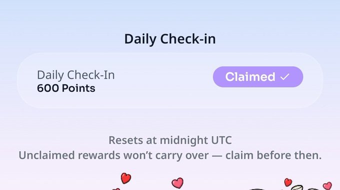 A "Daily Check-in" interface shows 600 points marked as "Claimed," with a notice that rewards reset at midnight UTC, reinforcing the reminder to check in daily for Alphea airdrop points on @alpheanetwork.