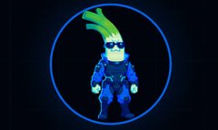 A neon-glowing humanoid leek character wearing sunglasses stands inside a blue circle, visually representing the "Cyberleek" meme coin highlighted in the post celebrating its $22 million market cap milestone.