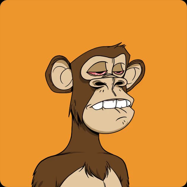 The image features a cartoon monkey with brown fur, sitting against an orange background. The monkey has its eyes closed and appears to be looking off into the distance or daydreaming. The caption below the image reads "BAYC steal of the month (June) Sold: 10.70 eth". This suggests that the monkey is a popular item for sale in June, with a total value of 10.7 eth.